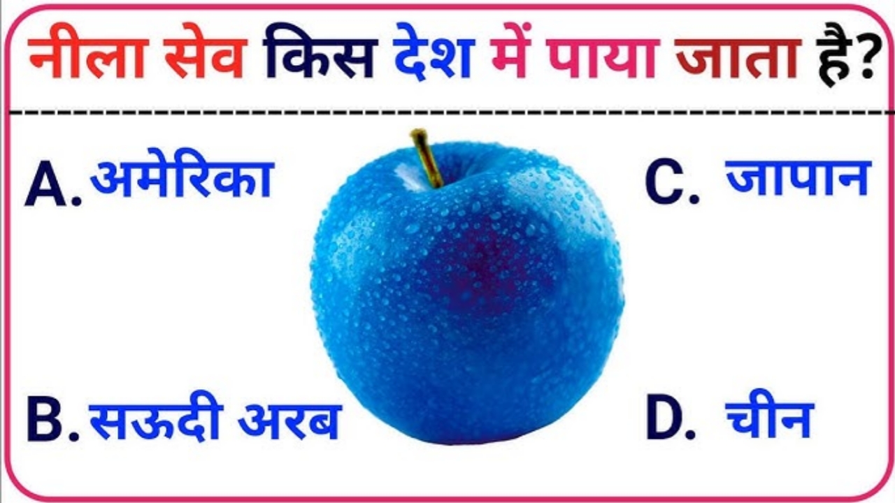 नीला सेब किस देश में पाया जाता है? Gk Questions in Hindi