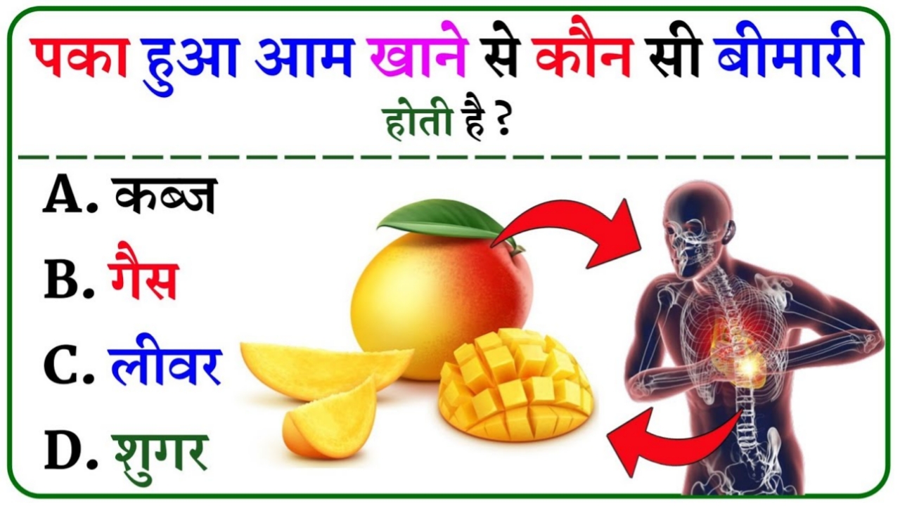 पक्का आम खाने से कौन सी बीमारी होती है? Gk Questions in Hindi